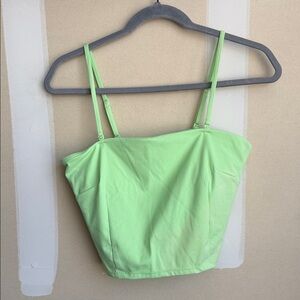 Lime Green Crop Top - Removable straps & built in bra!